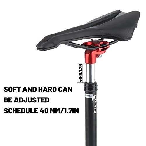 Soekodu 27,2 mm/31,6 mm Tija Sillín con Suspensión para Bicicleta, Tija Sillín Aluminio para Bicicleta con Abrazadera Tija Sillín con Amortiguador de Lmpacto para MTB Road Bike BMX (27.2mm,Red)