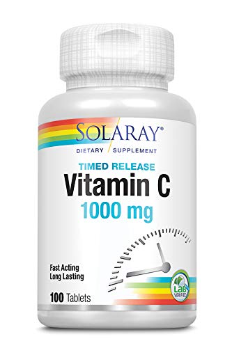 SOLARAY Vitamin C 1000mg | Con Escaramujo Y Acerola | Acción Retardada| Sin Gluten | Apto Para Veganos | Comprimidos, One size, Vanilla, 100 Unidad