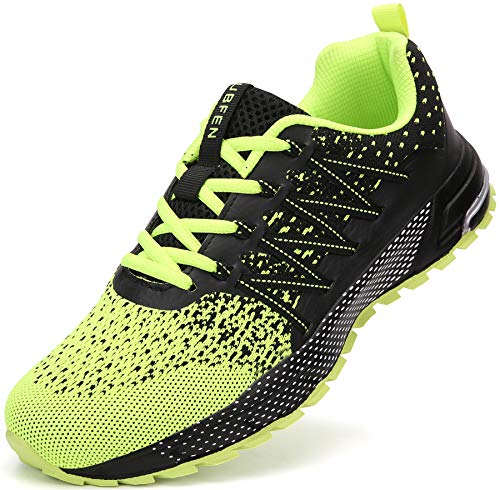 SOLLOMENSI Zapatillas de Deporte Hombres Mujer Running Zapatos para Correr Gimnasio Sneakers Deportivas Padel Transpirables Casual Montaña 44 EU H Verde