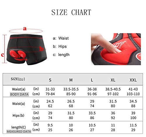 SOLO ACTFIT Pantalones Cortos de Ciclismo para Hombre Bicicleta Ciclismo Ropa Interior Pantalones Cortos Rspirables y Ligeros con 3D Gel Acolchado MTB Bicicleta Pantalones Cortos (Rojo, L)