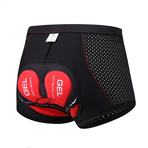 SOLO ACTFIT Pantalones Cortos de Ciclismo para Hombre Bicicleta Ciclismo Ropa Interior Pantalones Cortos Rspirables y Ligeros con 3D Gel Acolchado MTB Bicicleta Pantalones Cortos (Rojo, L)