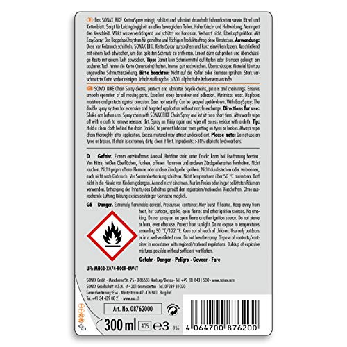 SONAX BIKE Spray (300 ml) para cadenas con EasySpray | N.° 08762000