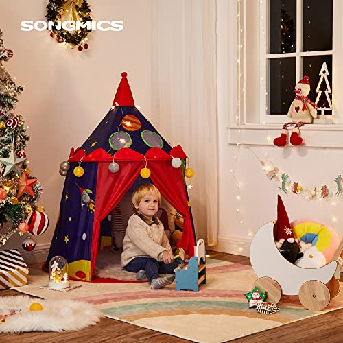 SONGMICS Tienda de Campaña Infantil, Carpa Infantil Plegable, Casa de Juegos para Interiores y Exteriores, Pop-up Portátil, Tienda con Bolsa de Transporte, Regalo para Niños, Azul , Navidad, LPT01BU