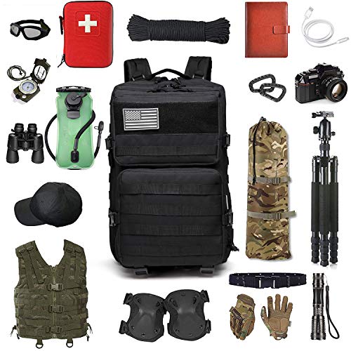 Songwin Mochila táctica Macuto de montañismo Militar,Impermeable y multifunción ejército Bolsa de Viaje,Mochila de Asalto para Excursionismo,Montañismo,Ciclismo,Trekking 43L.