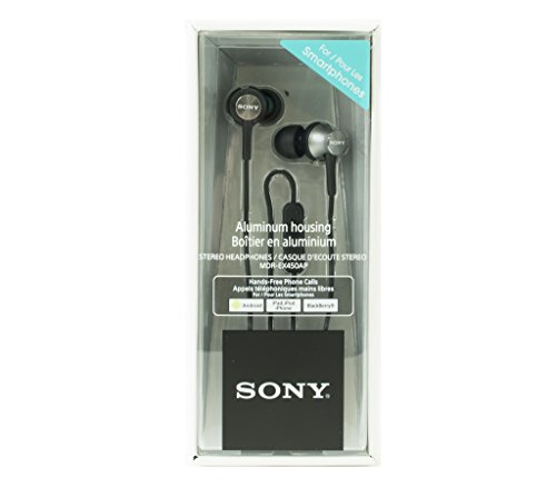 Sony MDR-EX450AP - Auriculares internos con micrófono (Rango de frecuencia 5-25000 Hz, sensibilidad 103 db/mW, potencia 100 mW, carcasa de aluminio), gris