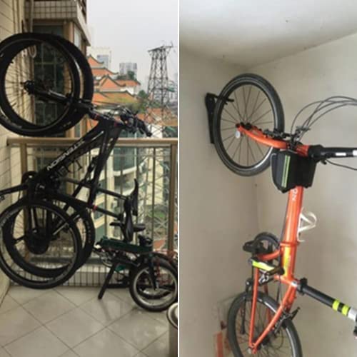 SOPORTE BICICLETAS con Gancho para la Pared |Set 2 Unidades | Posición Vertical con un fuerte Agarre|Para Colgar la Bici y Ahorrar Espacio en el Garaje|Bicis de Montaña Carretera Eléctricas y Bmx