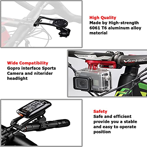 Soporte De Aleación De Extensión De Bicicleta, Soporte para Computadora De Bicicleta, Soporte GPS para Manillar De Bicicleta, para Cámara y Lampara,Compatible con Garmin,Bryton. (Black)