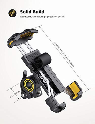 Soporte Movil Bicicleta, Lamicall Soporte Motocicleta - Rotación 360° Soporte Manillar para iPhone 12 Mini, 12 Pro Max, 11 Pro, XS Max, X, XR, 8, 7, 6S, Samsung S10 S9 S8, Huawei, 4.7-6.8" Smartphones