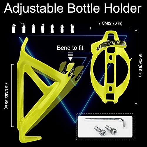 Soporte para Botella de Bicicleta de montaña ENLEE, Material de PC, con Botella de Agua con Aislamiento de Doble Capa y Palanca para neumáticos, para Bicicletas con Orificios para Tornillos (Yellow)