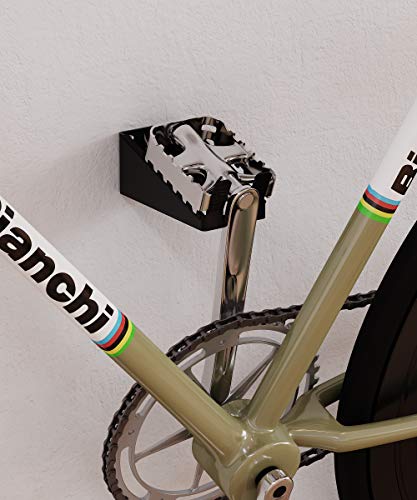 Soporte para colgar la bicicleta en la pared por el pedal. Soporte horizontal. Compatible con todo tipo de bicicletas.