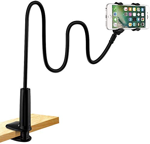 Soporte para teléfono móvil, lonzoth Teléfono Móvil Soporte Cuello de Cisne Soporte Universal Soporte para iPhone Smartphone Teléfono Móvil (Phone Stand|Black)