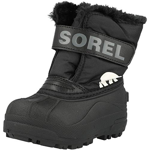 Sorel Niños Unisex Botas de invierno CHILDRENS SNOW COMMANDER, Color: Negro (Black, Charcoal), Talla: 26