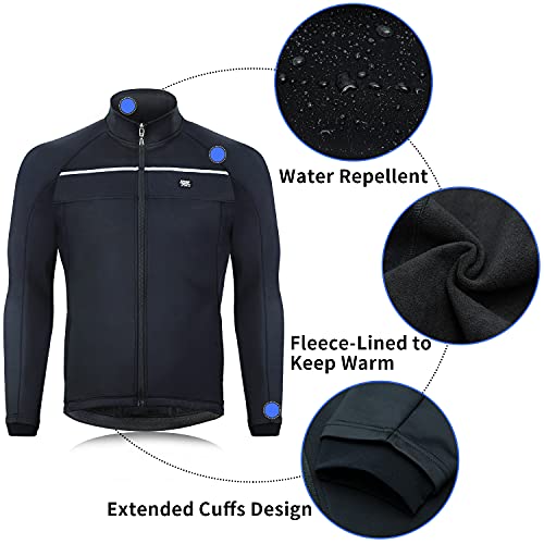 Souke Sports Chaqueta de Ciclismo Hombre, Maillot Ciclismo Hombre Invierno, Chaqueta Ligera de Invierno MTB Reflectante Transpirabilidad Impermeable Chaqueta de Ropa Deportiva al Aire Libre