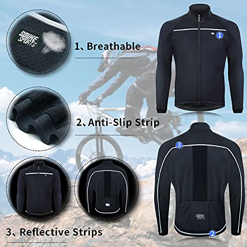 Souke Sports Chaqueta de Ciclismo Hombre, Maillot Ciclismo Hombre Invierno, Chaqueta Ligera de Invierno MTB Reflectante Transpirabilidad Impermeable Chaqueta de Ropa Deportiva al Aire Libre