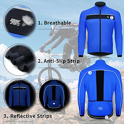 Souke Sports Chaqueta de Ciclismo Hombre, Maillot Ciclismo Hombre Invierno, Chaqueta Ligera de Invierno MTB Reflectante Transpirabilidad Impermeable Chaqueta de Ropa Deportiva al Aire Libre