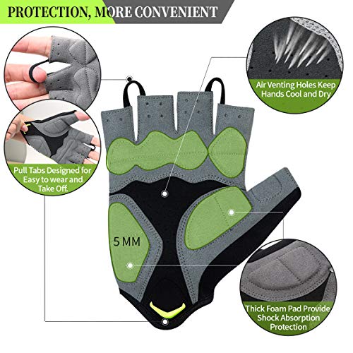 Souke Sports Guantes De Ciclismo Acolchados Antideslizantes Medio Dedo Acolchado Transpirable Guantes MTB Mujer/Hombres Unisexo