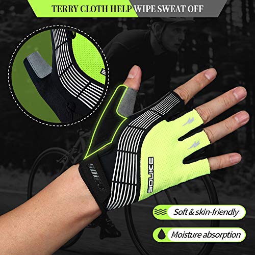 Souke Sports Guantes De Ciclismo Acolchados Antideslizantes Medio Dedo Acolchado Transpirable Guantes MTB Mujer/Hombres Unisexo