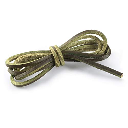 sourcing map 1 Par De Cordones De Bota De Cuero Para Barco Zapatos Artes Artesanales 1/8 pulgada Juego De Cordones Cuadrados Para Zapatos - Marrón Oscuro/Verde/90cm / 35.43"