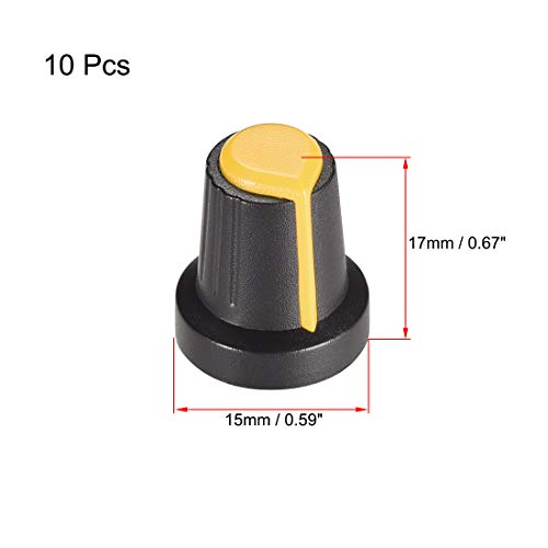 sourcing map Perilla de agujero de eje de 6 mm para altavoz efecto pedal amplificador potenciómetro perilla amarillo