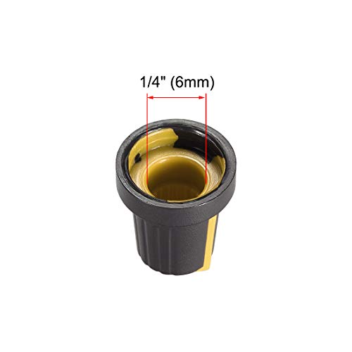sourcing map Perilla de agujero de eje de 6 mm para altavoz efecto pedal amplificador potenciómetro perilla amarillo