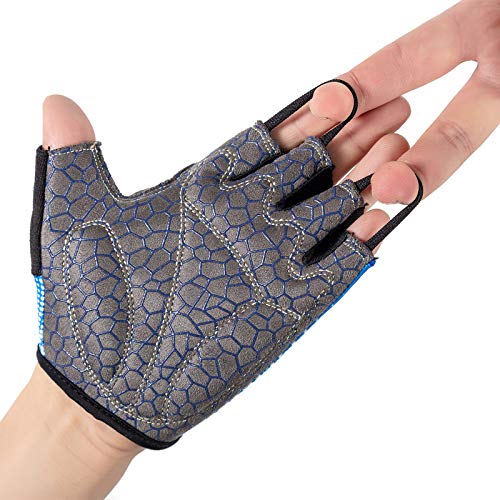 SPARKFIT Guantes de Ciclismo Cortos para Bicicletas de Carretera y Montaña, Guantes para Bicis MTB con Palma Antideslizante Amortiguadora, Lycra Ligera Que Absorbe la Humedad, Compresión Ajustada