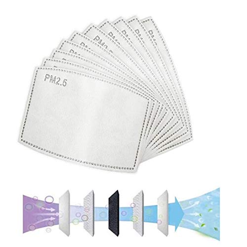 SPEEDTOOL STORE 100PCS PM2.5, filtro de carbón activado protector reemplazable de 5 capas, antivaho, antibacteriano, antivaho, a prueba de polvo, papel de filtro externo, filtro de máscara