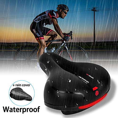 SPGOOD Sillín de Bicicleta, Sillín de Ciclismo de Gel Hueco y Ergonómico,Con la Cubierta de la lluvia y Herramientas Para el Montaje Rápido,City Road Bike Mountain Bike Mujeres Hombres Niños 25 * 21cm