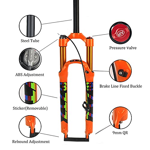 splumzer Horquilla Delantera de Montaña, Amortiguador de Presión de Aire, Horquilla, Accesorios para Bicicleta, Aleación de Magnesio 26/27,5/29 (Remote Lockout, 29 Pulgadas)