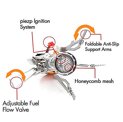 Spotact Quemador de Estufa de Camping Compacto y Plegable, Portátil, Plegable, Ideal para Acampada Senderismo Pesca Mochila