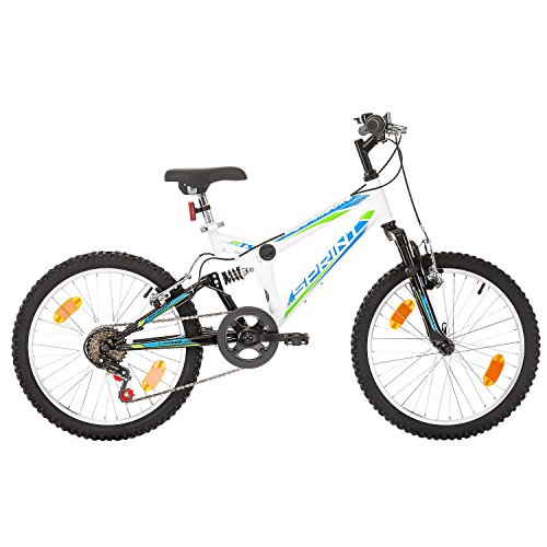 Sprint Bicicleta de montaña juvenil, 20 pulgadas, cuadro de 31 cm, 6 velocidades, color negro, color blanco, tamaño 20 pulgadas (50,8 cm), tamaño de rueda 20.00 inches