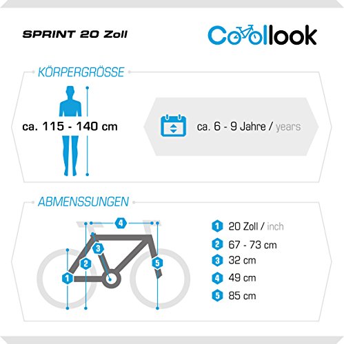 Sprint Bicicleta de montaña juvenil, 20 pulgadas, cuadro de 31 cm, 6 velocidades, color negro, color blanco, tamaño 20 pulgadas (50,8 cm), tamaño de rueda 20.00 inches