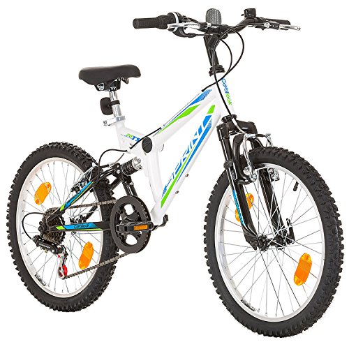 Sprint Bicicleta de montaña juvenil, 20 pulgadas, cuadro de 31 cm, 6 velocidades, color negro, color blanco, tamaño 20 pulgadas (50,8 cm), tamaño de rueda 20.00 inches