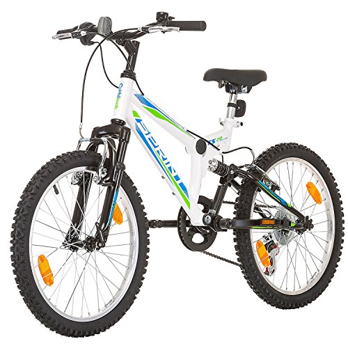 Sprint Bicicleta de montaña juvenil, 20 pulgadas, cuadro de 31 cm, 6 velocidades, color negro, color blanco, tamaño 20 pulgadas (50,8 cm), tamaño de rueda 20.00 inches