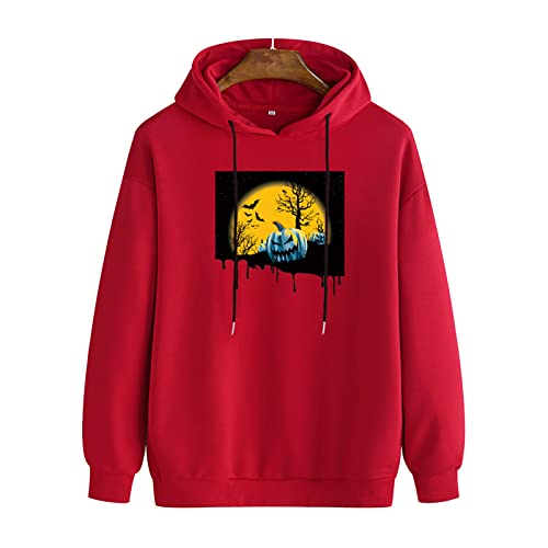 SSBZYES Suéteres para Hombre Sudaderas con Capucha de Talla Grande para Hombre Amantes de la Moda Sudaderas Suéteres Mujer Suéteres con Capucha Estampado de Calabaza Tops Casuales para Hombre