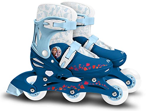 Stamp Frozen II Adjustable Two in One 3 Wheels Skate, Girls, Azul & Blanco, Talla 27-30
