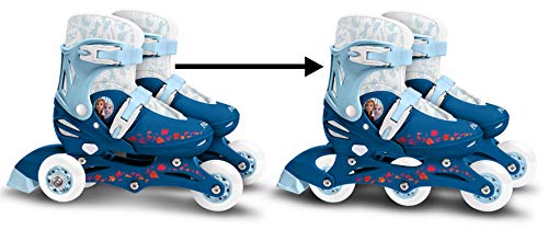 Stamp Frozen II Adjustable Two in One 3 Wheels Skate, Girls, Azul & Blanco, Talla 27-30