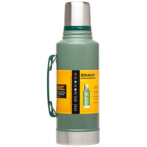 Stanley Classic Legendary Bottle 1.9L Hammertone Green - Botella Termica de Acero Inoxidable - Se Mantiene Caliente o Frío 32 Horas - Termo Cafe Sin BPA - Apto para Lavavajillas