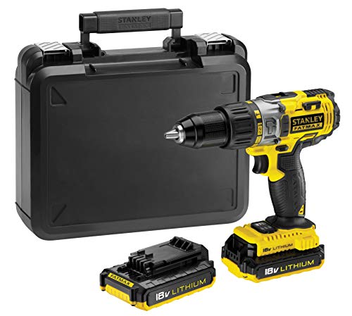 STANLEY FATMAX FMC625D2-QW - Taladro percutor 18V, 27.200 ipm, con 2 baterías de litio 2Ah y maletín