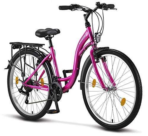 Stella Bicicleta para Mujer, 24 Pulgadas, luz de Bicicleta, Cambio 21 Marchas, Bicicleta de Ciudad para niñas y niñas, Florenz, Amsterdam, Hollandrad, diseño Retro, Bicicleta Infantil