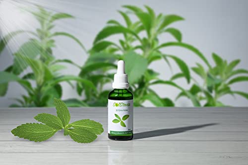 Stevia líquida pura al 98% 50 ml Nueva receta, Amargor extraído de forma natural de la planta estevia Vegano y no OGM Edulcorante natural, sustituto del azúcar Sin calorías