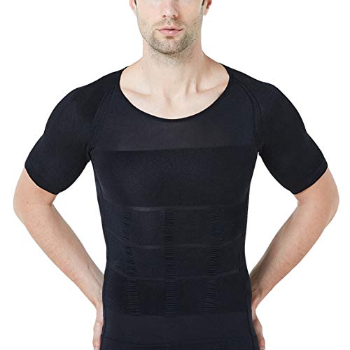 STTLZMC Faja Camiseta Hombre Deportiva Adelgazante Reductora Compresion Elástica de Ropa Interior,Negro,M