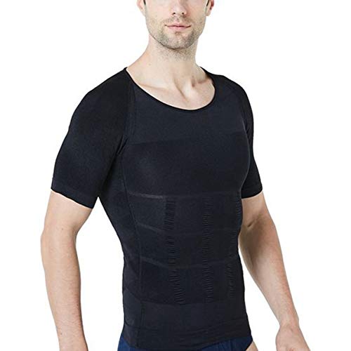 STTLZMC Faja Camiseta Hombre Deportiva Adelgazante Reductora Compresion Elástica de Ropa Interior,Negro,M