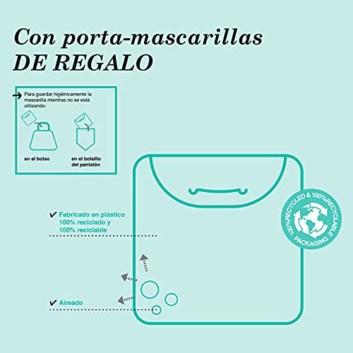 SUAVINEX Mascarillas Infantiles 3-5 Años Higiénicas Reutilizables Certificadas y Homologadas. 3 Capas. 25 Ciclos de Lavado. Fabricadas en España, 2 Unidades, Verde 30 g (401306)