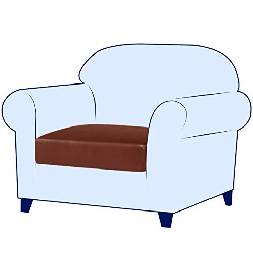 subrtex - Fundas de cojín para sofá o asiento, elásticas, de tela de poliéster, Cuero naranja., 1 Seater