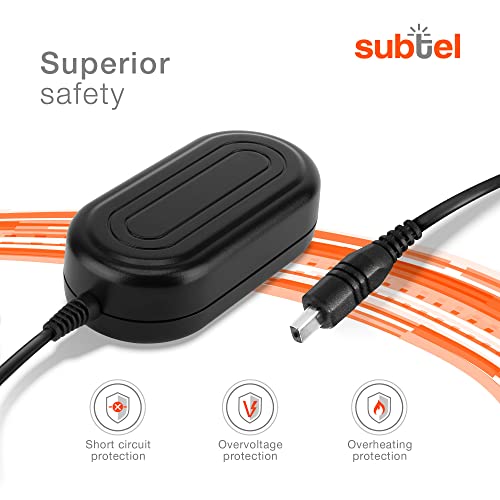 subtel® Fuente de alimentación compatible con Samsung VP-MX20 -MX10 SMX-F30 -F34 VP-D371 -D361 -D351 -D20 -D101 SC-MX20 -L906 -DX103 -D353 VP-DC171 -DC161 VP-DX100 3m AA-E6A AA-E7 AA-E8 AA-E9 Alimentador Cargador Adaptador CA Cable Carga