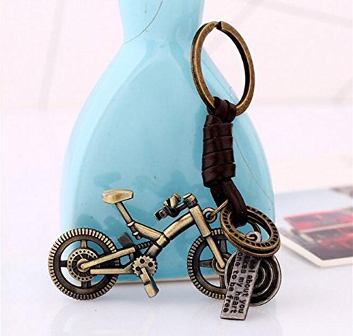 Sucolin Bicicletas Llavero Originales de Metal Llaveros Cuero Vintage Cool Bronce