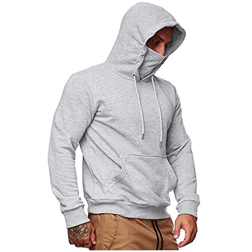 Sudadera Capucha Hombres Manga Larga Color Sólido con Mascarilla Jerseys Hombres Regular Fit Primavera Otoño Moda Casual Sudadera Hombres Outdoor Acampar Montañismo Pullover Hombres