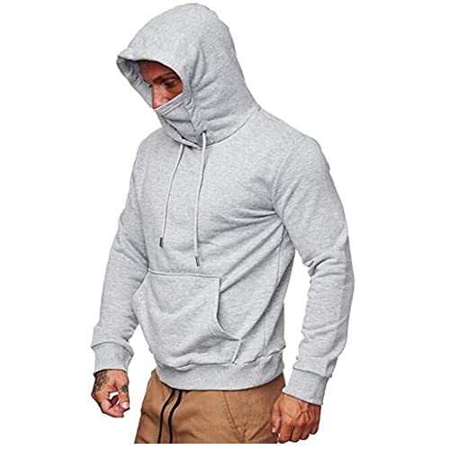 Sudadera Capucha Hombres Manga Larga Color Sólido con Mascarilla Jerseys Hombres Regular Fit Primavera Otoño Moda Casual Sudadera Hombres Outdoor Acampar Montañismo Pullover Hombres