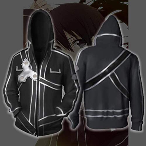 Sudadera con capucha de anime Sword Art Online, unisex, con impresión 3D, con cremallera, para festivales, cosplay o regalo