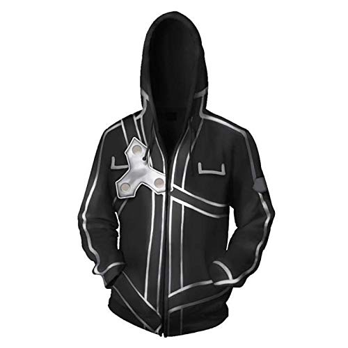 Sudadera con capucha de anime Sword Art Online, unisex, con impresión 3D, con cremallera, para festivales, cosplay o regalo